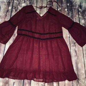 burgundy swim cover up
